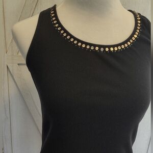 St. John's Bay Black Tank Top with Gold Accents